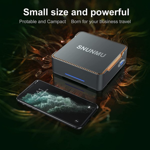 SNUNMU Mini PC, Intel Celeron J4125 Processor 8GB DDR4 / 256GB ROM Windows 10 Pro Mini Computer, Triple Screen Support/4K HD/Dual Band WLAN/Gigabit Ethernet/Bluetooth 4.2