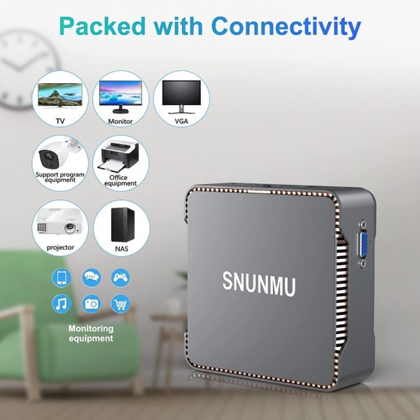 SNUNMU Mini PC,16 GB RAM+256 GB M.2 SSD,Windows 11 Pro,Intel Celeron J4125 Mini Computer, 2.4G & 5.0G WiFi, 4K UHD, Gigabit Ethernet, Bluetooth 4.2 Small Desktop PC for Office&Entertainment